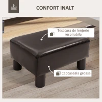 HOMCOM Taburet otoman piele artificiala Taburet dreptunghiular mic captusit pentru sufragerie camera de zi dormitor(m-4)