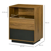 HOMCOM Dulap de Depozitare cu 2 Sertare si Raft, Dulap de Bucatarie, Biblioteca pentru Dormitor, Camera de Zi, Maro(m-3)