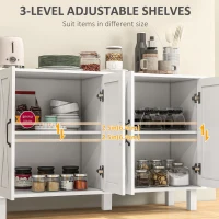HOMCOM Dulap multifunctional MDF nivele 2 rafturi reglabile pentru sufragerie bucatarie intrare depozitare laterala toaleta acasa birou hol prosop manere dus colt baza inalta vopsit rezistent la apa(m-5)