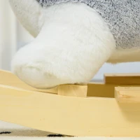 HOMCOM Cal Balansoar pentru Copii Animal de Balansat pentru Copii din Lemn in Forma de Husky din Plus cu Centura de Siguranta Jucarie  pentru Fete Baieti pentru Interior Exterior(m-7)