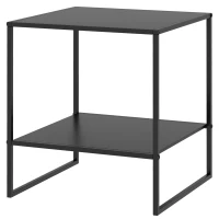 HOMCOM Masa Laterala Masa de Capat Industriala cu Depozitare pe Nivele Masa de Efect Clasic cu Cadru din Otel Negru(m-10)