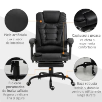 Vinsetto Fotoliu de birou cu masaj cu 7 puncte de vibratie scaun de birou ergonomic suport pentru picioare spatar inclinat negru fotoliu pentru oaspeți sufragerie camera de zi dormitor dormitor interior casă(m-7)