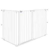 PawHut Poartă pentru Câini cu 3 Panouri și Sistem Dublu de Închidere, Barieră pentru Câini pentru Scări, Uși, Holuri, 206x90 cm, Alb(m-10)