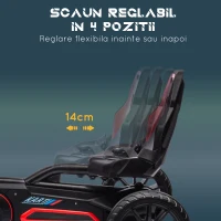 HOMCOM Kart cu pedale pentru copii scaun reglabil roti EVA rosu negru pentru copii pentru plimbare pentru distractie echilibru(m-4)