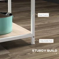 HOMCOM Masa Rotunda de Luat Masa pentru 4-6 Persoane Masa de Bucatarie Industriala cu Rafturi de Depozitare pentru Sufragerie Stejar(m-6)