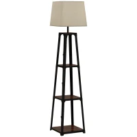 HOMCOM Lampa de Podea Rafturi Lampi Moderne Inalte Independente pentru Camera de Zi Dormitor cu Abajur din Material Textil lampa de masa veioza decor stil vintage decor casa iluminat casa lampa din rattan otel lemn metal(m-8)