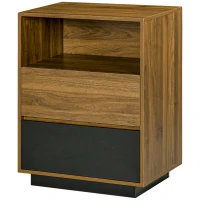 HOMCOM Dulap de Depozitare cu 2 Sertare si Raft, Dulap de Bucatarie, Biblioteca pentru Dormitor, Camera de Zi, Maro(m-1)