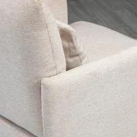 HOMCOM Scaun de Efect din Panza Fotoliu Fotoliu Modern pentru Camera de Zi cu Picioare din Otel Perne pentru Dormitor Alb crem fotoliu pentru oaspeți sufragerie camera de zi dormitor dormitor interior casă(m-8)