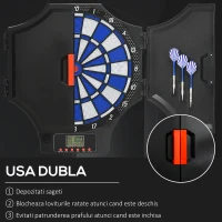 SPORTNOW Set Panou Electronic de Darts cu 31 de Jocuri pentru 8 Jucatori, Set Panou de Darts cu Dulap, 6 Sageti cu Varf Moale si 6 varfuri de Rezerva, Indicator de Scor LCD pentru Petreceri(m-6)