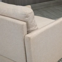 HOMCOM Fotoliu modern din tesatura cu efect de in respirabil fotoliu captusit cu buzunar interior bej fotoliu pentru oaspeți sufragerie camera de zi dormitor dormitor interior casă(m-8)