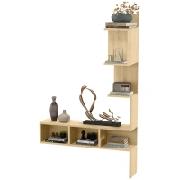 Raft de depozitare HOMCOM MDF cu rafturi deschise pentru sufragerie si dormitor, 80x20x128,5 cm, de culoare stejar(m-1)