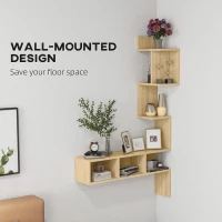 Raft de depozitare HOMCOM MDF cu rafturi deschise pentru sufragerie si dormitor, 80x20x128,5 cm, de culoare stejar(m-4)