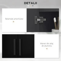 Kleankin Dulap Baie 60×30×60 cm cu doua usi si polita reglabila - Negru(m-6)