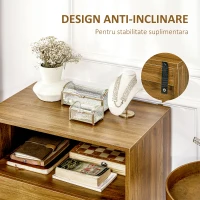 HOMCOM Dulap de Depozitare cu 2 Sertare si Raft, Dulap de Bucatarie, Biblioteca pentru Dormitor, Camera de Zi, Maro(m-6)
