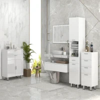 Kleankin Dulap Baie 4 Sertare – Alb Lucios, Depozitare Compacta(m-2)