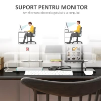 HOMCOM Suport din Acril pentru Monitor cu Depozitare Tastatura Raft Organizator de Birou de Depozitare pe Niveluri(m-4)