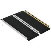 HOMCOM Rampa pentru Scaune cu Rotile, 91L x 73l cm, sustine 272KG, Rampa pentru Prag Pliabila din Aluminiu cu Suprafata Antiderapanta, Placi de Tranzitie Deasupra si Dedesubt pentru Casa, Trepte, Scari, Borduri, Usi de Acces(m-1)
