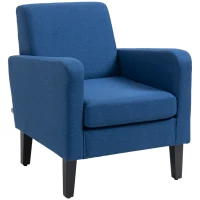 HOMCOM Linen-Look Boxy Armchair - Blue(m-11)
