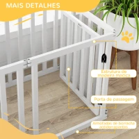 PawHut Parque para Cães com 6 Painéis Parque para Animais de Estimação Dobrável com Pés Antiderrapantes e Modular 120x107x70 cm Branco(m-7)