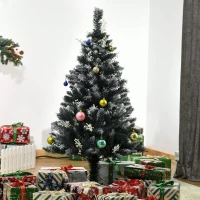 HOMCOM 4FT Artificial Snow-Dipped Christmas Tree Xmas | Home Home Indoor Decoration | Removable Stand w/ White Berries Star Topper Branch Green(m-10)