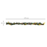 HOMCOM 2.7M Artificial Christmas Garland with Pine Cones Decorations Seasonal Style, for Home Fireplace Doors(m-3)