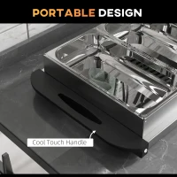 HOMCOM 4 Tray Electric Food Warmer Buffet Server with Warming Plate, Cool Touch Handles, Adjustable Temperature, 300W, 2 x 2.4L and 2 x 1L Pans(m-7)