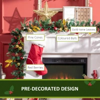 HOMCOM 2.7M Artificial Christmas Garland with Pine Cones Decorations Seasonal Style, for Home Fireplace Doors(m-4)
