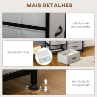 HOMCOM Cómoda Estilo Industrial Cómoda com 6 Gavetas de Tecido Dobrável com Pés com Almofadas Ajustáveis 80x30x62,5 cm Cinza e Marrom(m-6)