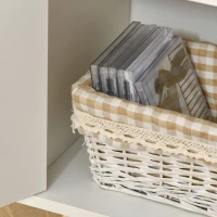 HOMCOM Bookcase with Door and Fabric Drawer, 3 Tier Bookshelf Display Cabinet with Wooden Legs for Living Room Bedroom Study, White(m-9)