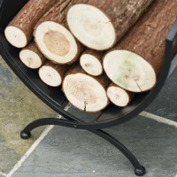 Outsunny Iron Arched Opaque Log Rack Black(m-8)