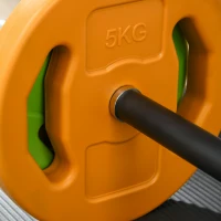 HOMCOM Conjunto de Barra de Pesos Conjunto de Musculação com 6 Discos 1,5kg 2,5kg 5 kg Intercambiáveis 130x28x28 cm Multicor(m-8)