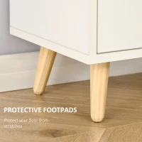 HOMCOM Bookcase with Door and Fabric Drawer, 3 Tier Bookshelf Display Cabinet with Wooden Legs for Living Room Bedroom Study, White(m-6)