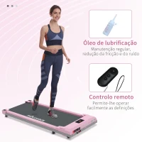 SPORTNOW Passadeira Elétrica com Velocidade Ajustável de 1-6 km/h Ecrã LED Controlo Remoto e 2 Rodas 118x49x11,5 cm Rosa(m-8)
