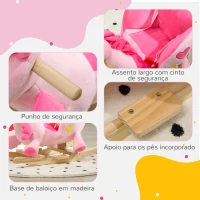 HOMCOM Cavalo Baloiço para Bebés Baloiço em Forma de Unicornio com Música Cinto de Segurança e Apoio para os Pés 65x35x45 cm Rosa(m-7)