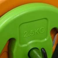 HOMCOM Conjunto de Barra de Pesos Conjunto de Musculação com 6 Discos 1,5kg 2,5kg 5 kg Intercambiáveis 130x28x28 cm Multicor(m-9)