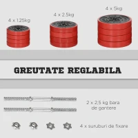 Homcom Set Greutati Gantera 40 kg – Reglabile pentru Sport Acasa(m-4)