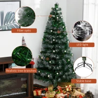 HOMCOM 6ft White Light Artificial Christmas Tree w/ 230 LEDs Star Topper Tri-Base Full Bodied Seasonal Decoration Pre-Lit Home(m-8)