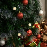 HOMCOM 6ft White Light Artificial Christmas Tree w/ 230 LEDs Star Topper Tri-Base Full Bodied Seasonal Decoration Pre-Lit Home(m-12)