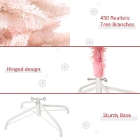 HOMCOM 5ft Pink Artificial Christmas Tree Holiday Home Decoration Ornament with Metal Stand(m-6)