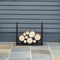 Outsunny Iron Arched Log Rack Black(m-7)