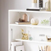 HOMCOM Secretária de Parede Moderna Dobrável Multifuncional com Prateleiras de Armazenamento Carga 40 kg 64x20x60 cm Branco(m-9)