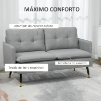 HOMCOM Sofá de 2 Lugares Moderno Estofado em Poliéster com 4 Almofadas Apoio para os Braços e Pés de Aço 139x68x80 cm Cinza(m-4)