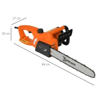 DURHAND Aluminium Electric Chainsaw with Double Brake Protection and Blade Cover, 2000 W, 40 cm, for Wood, Trees and Branches, Orange(m-3)