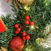 HOMCOM 60cm Pre Lit Artificial Christmas Door Wreath Holly LED Decor Pine Cones Hanging Glittered Festival Decoration(m-9)