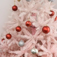 HOMCOM 6FT Pink Artificial Christmas Tree, Xmas Holiday Decoration Ornament with Metal Stand, for Pretty Home(m-10)