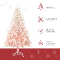 HOMCOM 5ft Pink Artificial Christmas Tree Holiday Home Decoration Ornament with Metal Stand(m-4)