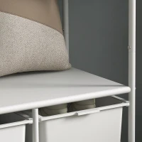 HOMCOM Charriot Moderno 8 Ganchos e 4 Cestos para Armazenamento Charriot com Rodas e Estrutura de Aço 63x37x153 cm Branco(m-9)