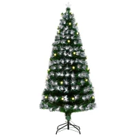 HOMCOM 6ft White Light Artificial Christmas Tree w/ 230 LEDs Star Topper Tri-Base Full Bodied Seasonal Decoration Pre-Lit Home(m-1)