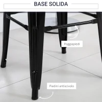 HOMCOM Set 4 Sgabelli da Bar in Metallo con Poggiapiedi per Interni ed Esterni, 43x43x76 cm, Nero(m-4)