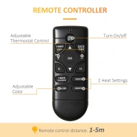 HOMCOM 1000W/2000W Electric Wall Fireplace w/ LED Flame Effect Timer Remote Sleek Stylish Safe Home Heating 20-25㎡(m-6)